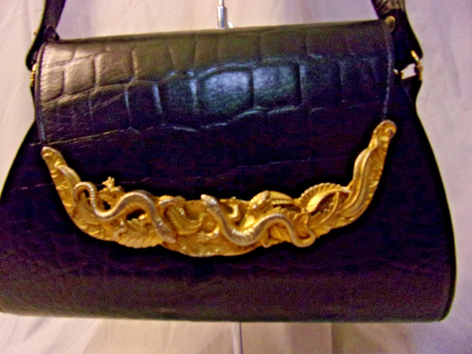 Bolso De Colección Glen Miller Ann Turk Lagarto Gecko Cuero Cocodrilo Repujado   Foto 2 de 4