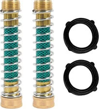 2 Pack Garden Hose Protector, Brass Hose Extension Adapter with Coil Spring, Gar