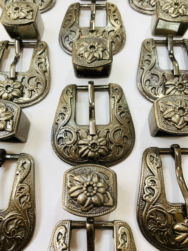 Juego de 10 piezas de hebilla occidental 2 piezas - Hebilla de cinturón ecuestre para mujer cuero artesanal Foto 3 de 4