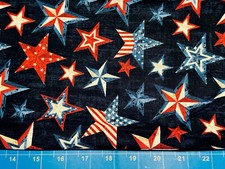 Tina Scrap 9"x21" Rustic Retro Flag Star Patriotic Red Country USA Cotton Fabric