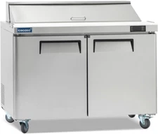 48" Sandwich Prep Table Fridge, ICECASA 2 Door Food Bain Marie Cooler, 12 Pans
