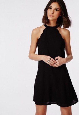 black scallop dress