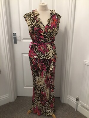 JAEGER FLORAL TWO PIECE MAXI SKIRT & TOP.   SIZE: UK 10.  100% SILK.