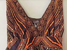 LOTTA STENSSON Anthropologie African Print Bronze Studded Cotton Dress 2 XS S