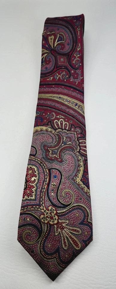 Vintage JOHN HENRY 100% Silk Men's Neck Ties - MADE IN USA Abstract Paisley - Image 4 of 4