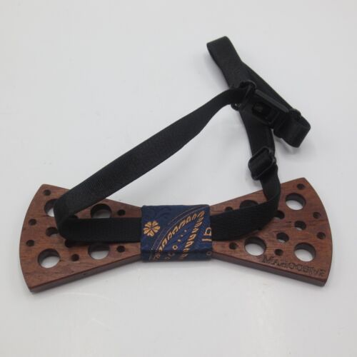 Bow Tie Wood Blue Adjustable 4 3/4" - Picture 3 of 5