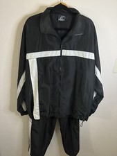 Vintage Everblue ActiveWear Men's Large Windbreaker TrackSuit Black White Stripe