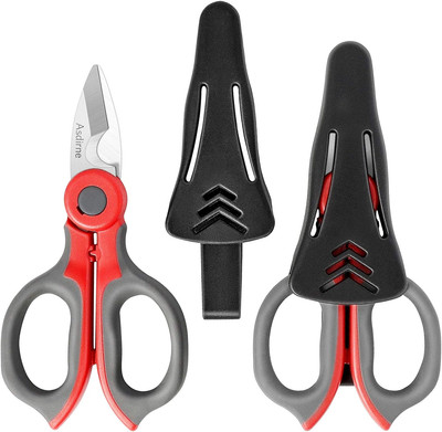 2 Pack Electrician Scissors, Heavy Duty Stainless Steel Sharp Blades and Soft...