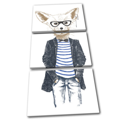Hipster Animals Fennec Fox Vintage TREBLE Leinwand Kunst Bild drucken