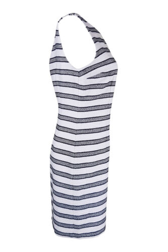 KEW White Black Sleeveless Striped Cotton Shift Dress (UK 10) - Picture 2 of 3