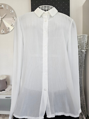 Chiffon Langarmabluse, off-white, mit Plisseefalten, Einheitsgröße