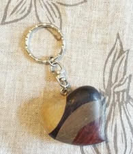 WOOD WOODEN HEART SHAPED KEY CHAIN KEYCHAIN MULTIPLE COLORED WOOD