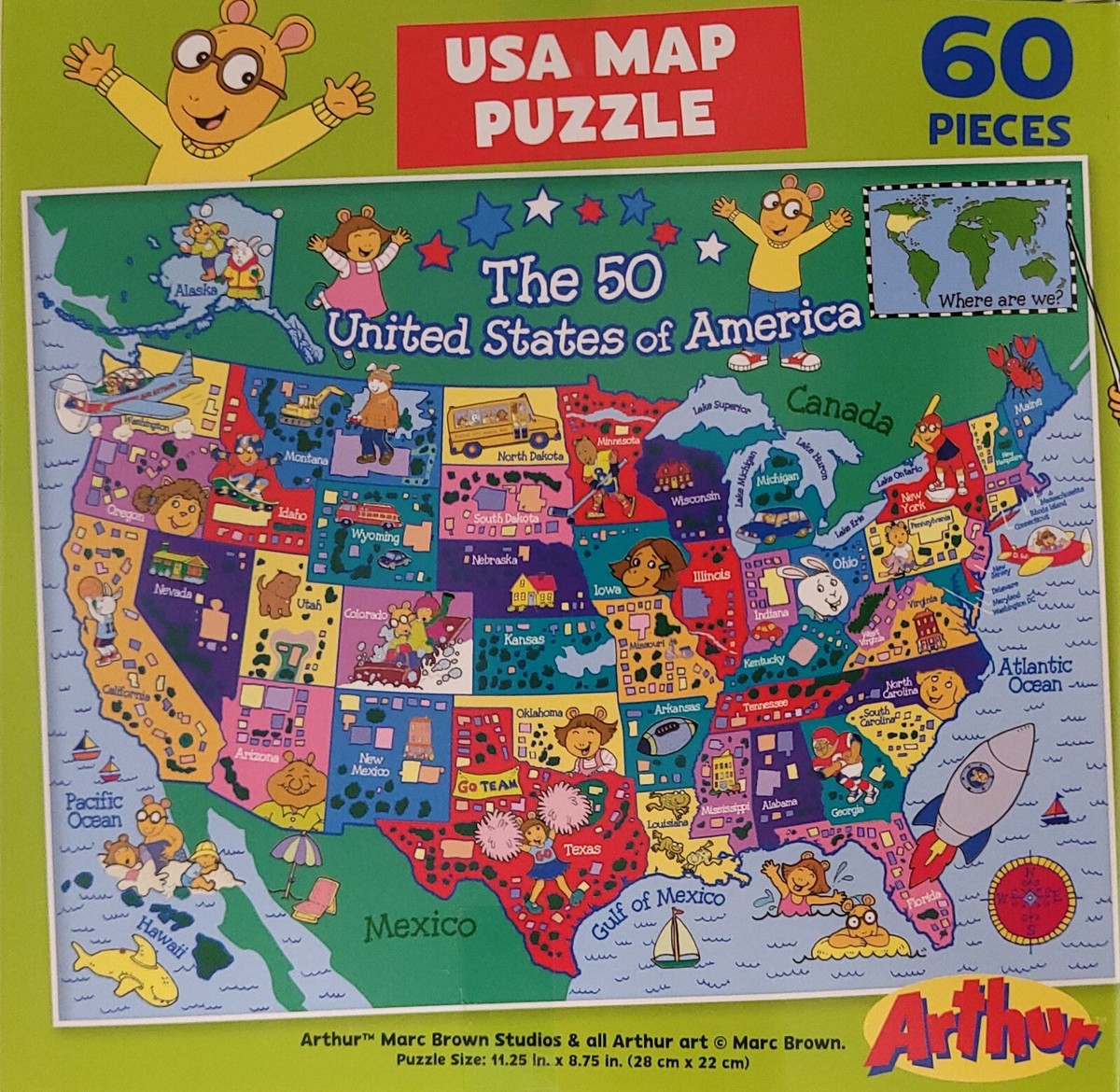 60 Piece Jigsaw Puzzle Puzzles Map American States USA Age6+