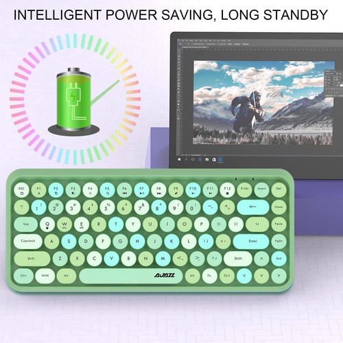 Wireless Bluetooth keyboard Retro Round 84 Keys Lightweight Keyboard For PC MAC - Picture 10 of 20