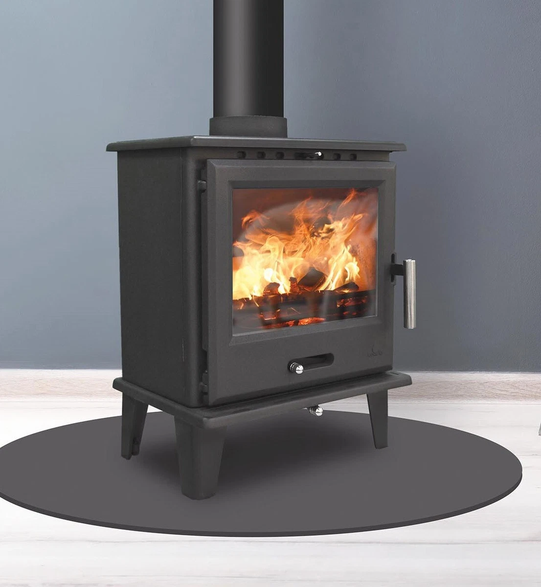 CLASSIC BLACK CAST IRON STOVE WOOD COAL LOGS MULTIFUEL BURNER BURNING DEFRA  5KW | eBay