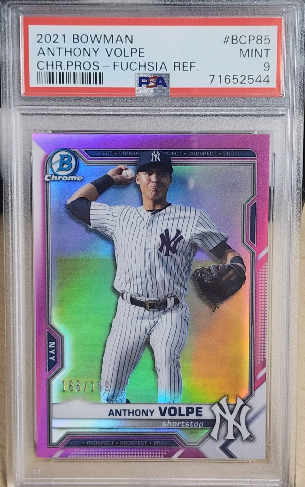 2021 Bowman Chrome Anthony Volpe Fuchsia Refractor /199 PSA  Pop  2