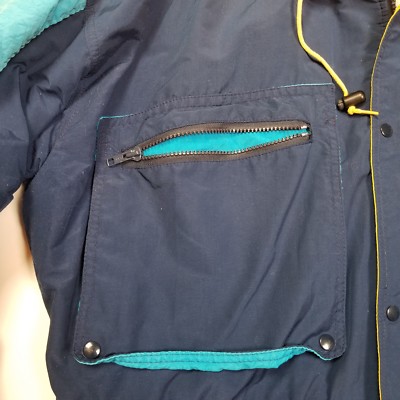 VTG 80s Powderhorn Mountaineering Ski Jacket Coat Color Block Blue