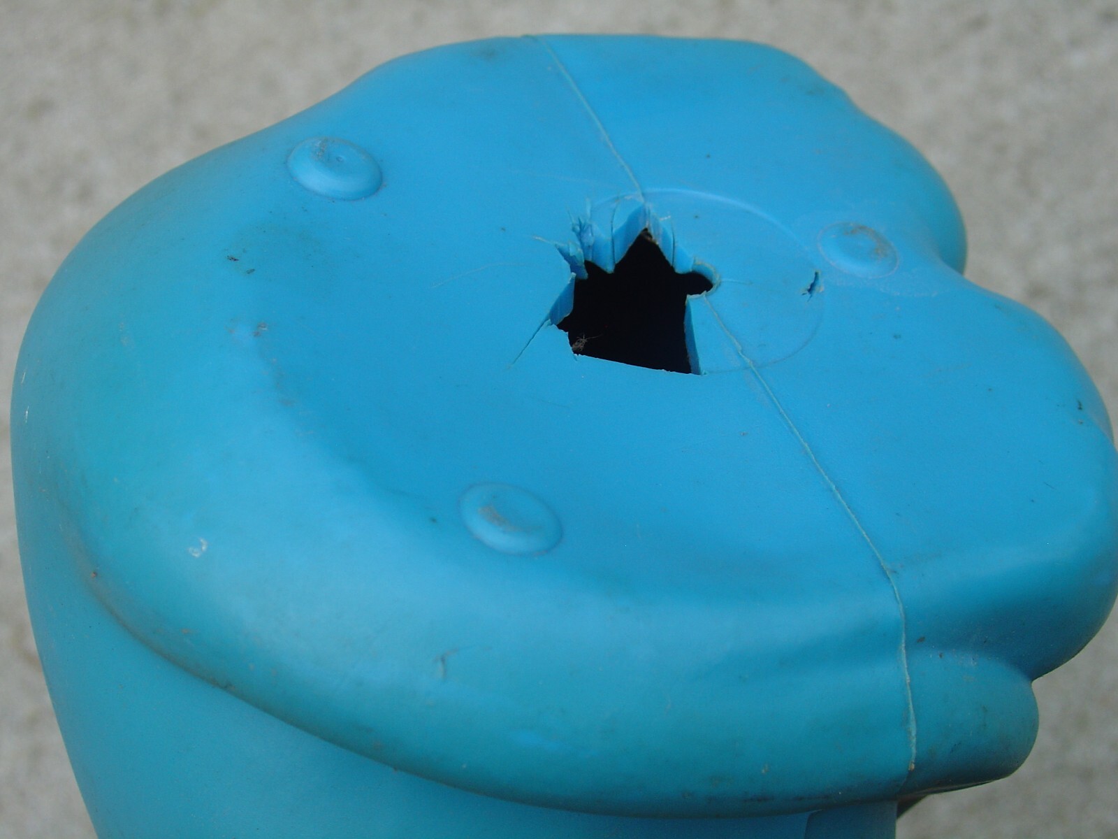 Vintage Plastic Blow Mold Seated Pet Kitty Cat Bank Blue w/ Green Eyes 16"