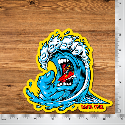 Santa Cruz Style Screaming Wave Surf Skate Sticker Decal 2-Pack