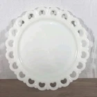 Vintage 13” Anchor Hocking White Milk Glass Lace Edge Serving Platter Cake Plate