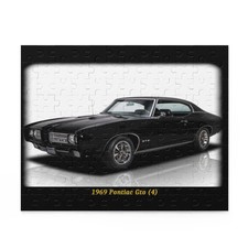 Iconic 1969 Black Pontiac GTO Muscle Car Temp Puzzle 120 pcs   Thrilling