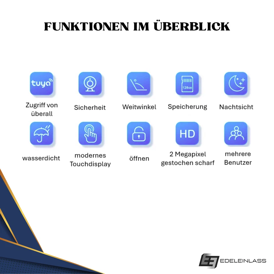 2-Draht Video Türsprechanlage Smarte Türklingel, Full HD 170°, 7" TFT, Türöffner - Bild 4 von 4