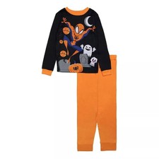 Spider-Man Boy's Spooky Halloween Haunted Graveyard Soft Long-Sleeved Pajama Set