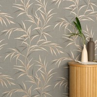 Guido Maria Kretschmer Vliestapete Blattmuster Grau Braun Metallic (4,41€/1Qm)