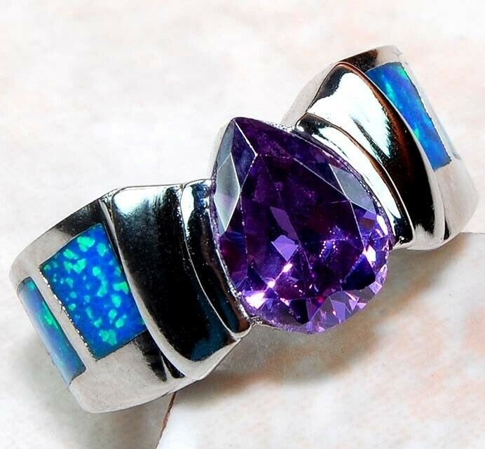 2CT Amethyst 925 Solid Sterling Silver Ring Jewelry Sz 7 GA3-3
