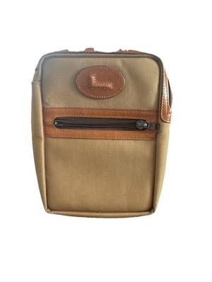 Lancel Paris Unisex Tan Nylon Clutch Travel Bag Vintage Rare