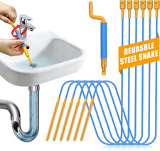 30-Inch Reusable Drain Snake Hair Drain Clog Remover 6 Pack, Anti-Break Steel Si