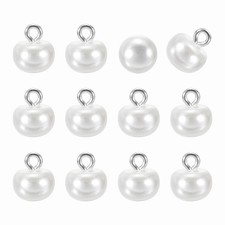 12pcs Round Faux Pearl Buttons 10mm Metal Shank Sewing DIY Button, White