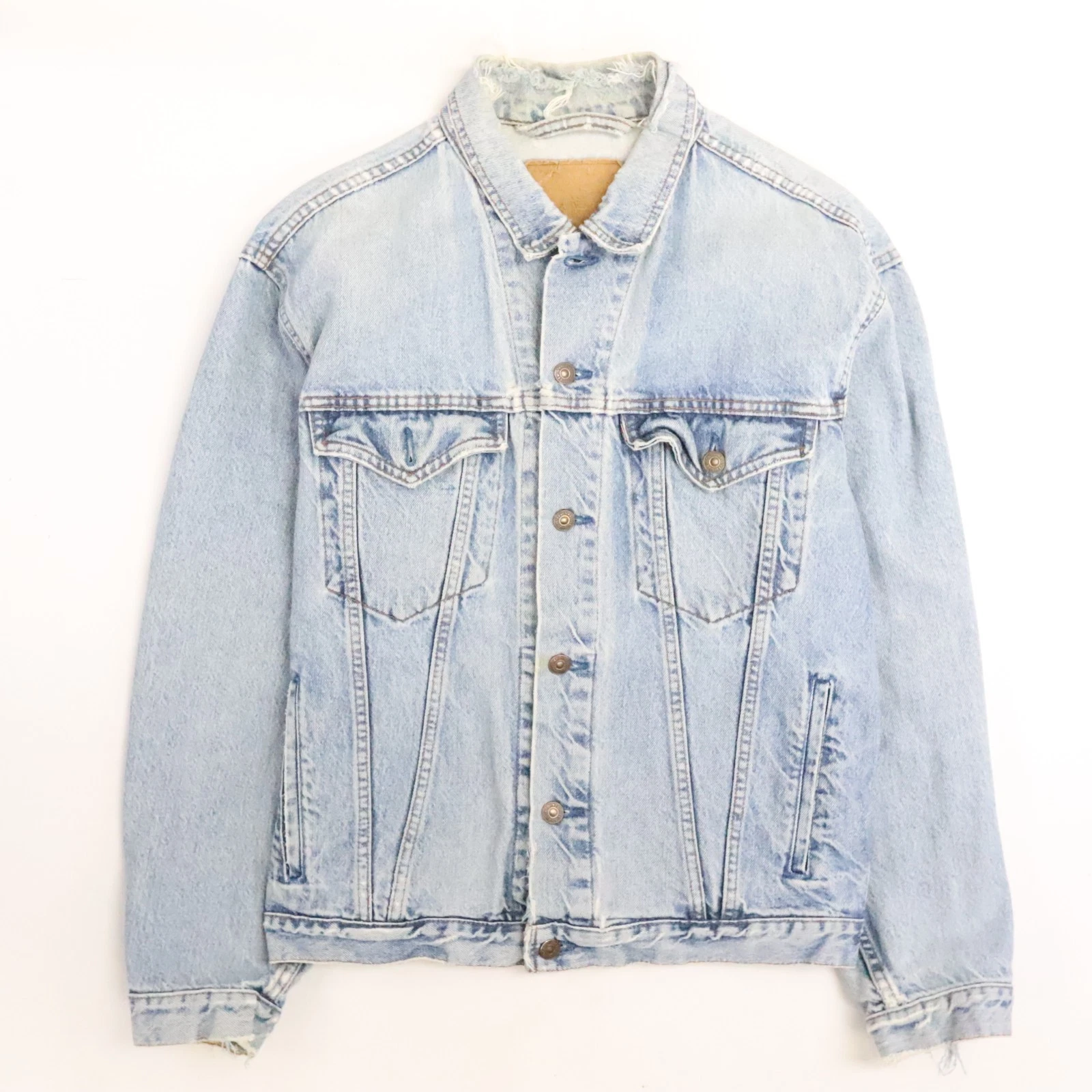 Vintage Levi's Denim Trucker Jacket Size Small Distressed￼