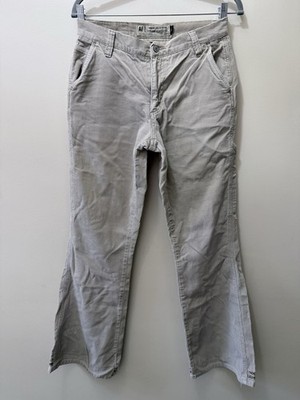 Y2K American Eagle Tan Embroidery Corduroy Bell Flare Pants Cargo Boho Indie 4