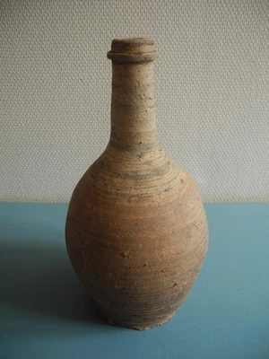 bouteille terre cuite poterie art populaire déco rustique antique bottle Flasche - Photo 1/4