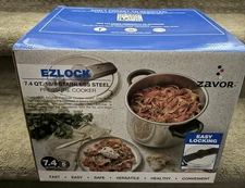 EZLock Stove Top Pressure Cooker 7 Quart - Stainless Steel, New In Box