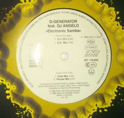 D-Generator* Feat. DJ Angelo* - Electronic Sam 12'' Vinyl Electronic Techno 62095