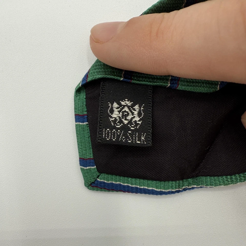 Corbata Brooks Brothers Brooksgate para hombre talla única verde azul a rayas seda hecha a mano Foto 3 de 4