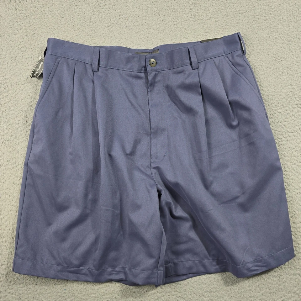 Pantalones Cortos de Golf Croft and Barrow Para Hombres 38 Azul Vestido Frente Plano Microfibra Chino Nuevos con Etiquetas Foto 4 de 4