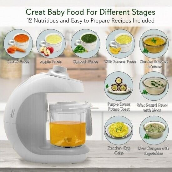 NutriChef Digital Baby Food Maker Machine, 2-in-1 Steamer Cooker & Blend PKBFB18
