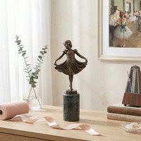 Hochwertige Bronzefigur TäNzerin, Patiniert, Auf Marmorsockel, H.32 Cm