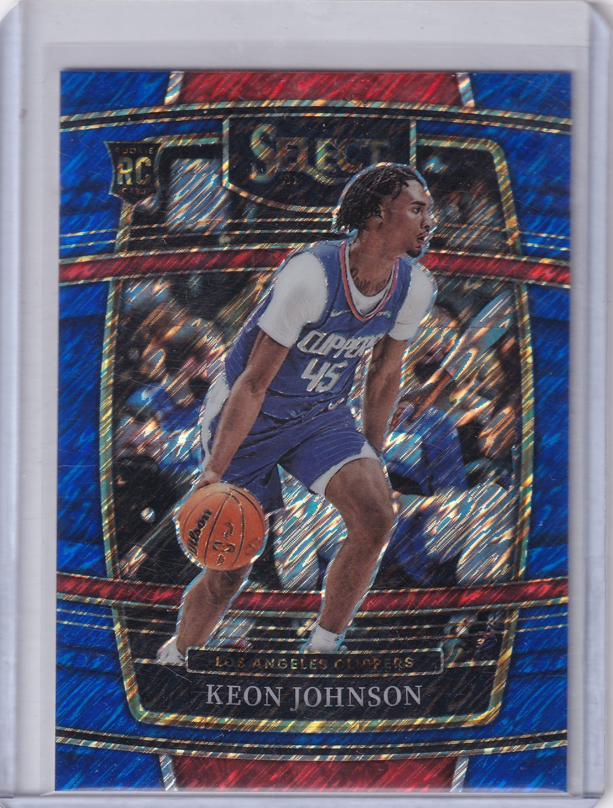 Keon Johnson - 2021-22 Panini Select - Blue Shimmer Prizm - #40 - Clippers (RC)