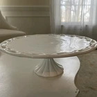 VINTAGE PITMAN DREITZER LARGE MILK GLASS COLONY LACE PEDESTAL CAKE STAND 14”