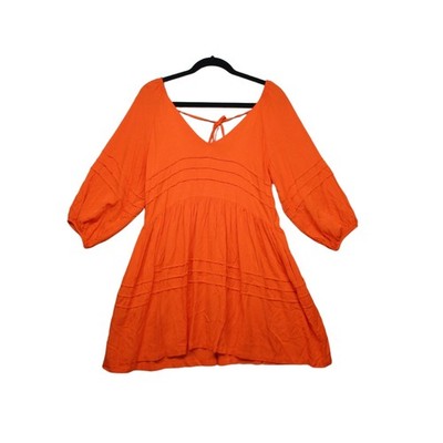 orange babydoll dress Forever After All V-Neck Tiered Babydoll Dress