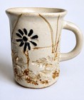 Vintage Handmade Stoneware Mug Rustic Art Pottery Signed Floral 8 Oz — photo 1