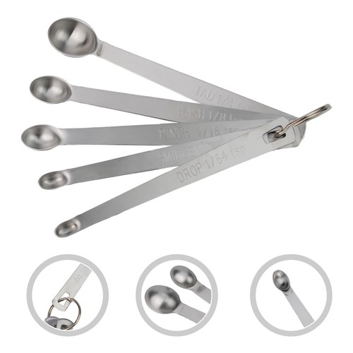 Measuring Spoons Stainless Steel Mini Spoons With Key Chain Design 5pcs/pack - Picture 7 of 23