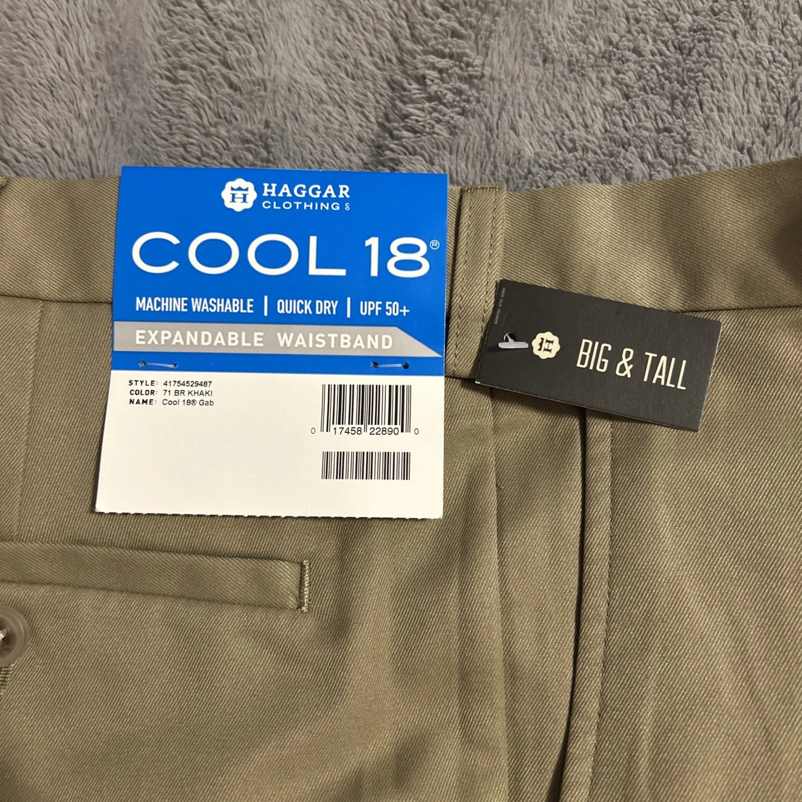 Haggar Mens NWT Big & Tall Cool 18 Pro Pleated Casual Comfort Khaki Shorts 46W