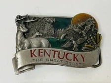 Kentucky The Great Escape Belt Buckle Bergamot Brass Works 1984 Vintage