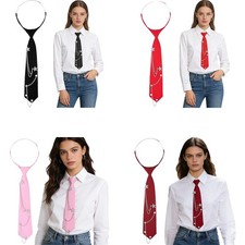 Adults Punk Star Metal Chain Necktie Adjustable Elastic Tie Party Music Festival