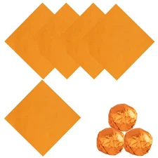 100PCS Foil Candy Wrappers, 6 x 6 Inch Candy Wrappers, Orange Foil Candy Wrap...